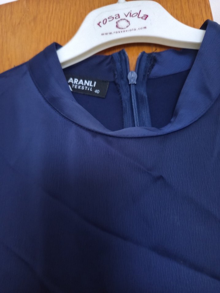 Lacivert Kadın Uzun Kollu Uzun Elbise - Görsel 2