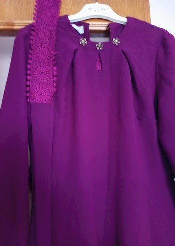 Bordo Mini Dantel İşlemeli Kadın Elbise - Görsel 2