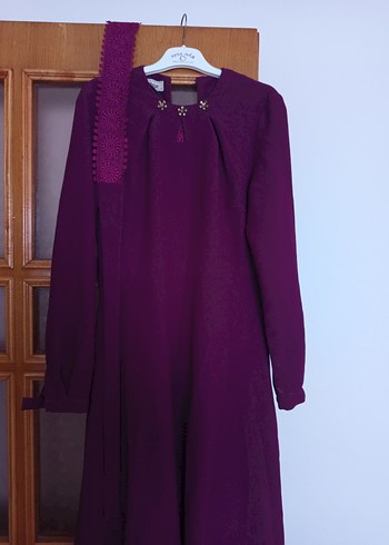 Bordo Mini Dantel İşlemeli Kadın Elbise - Görsel 3