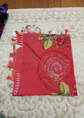 Dantel Detaylı Kırmızı Kadın Fular - Görsel 3