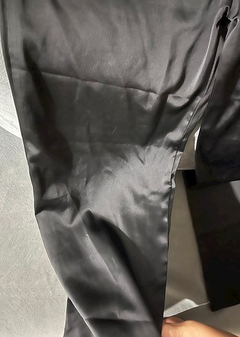 m Beden Siyah Kadın Saten Kumaş Pantolon