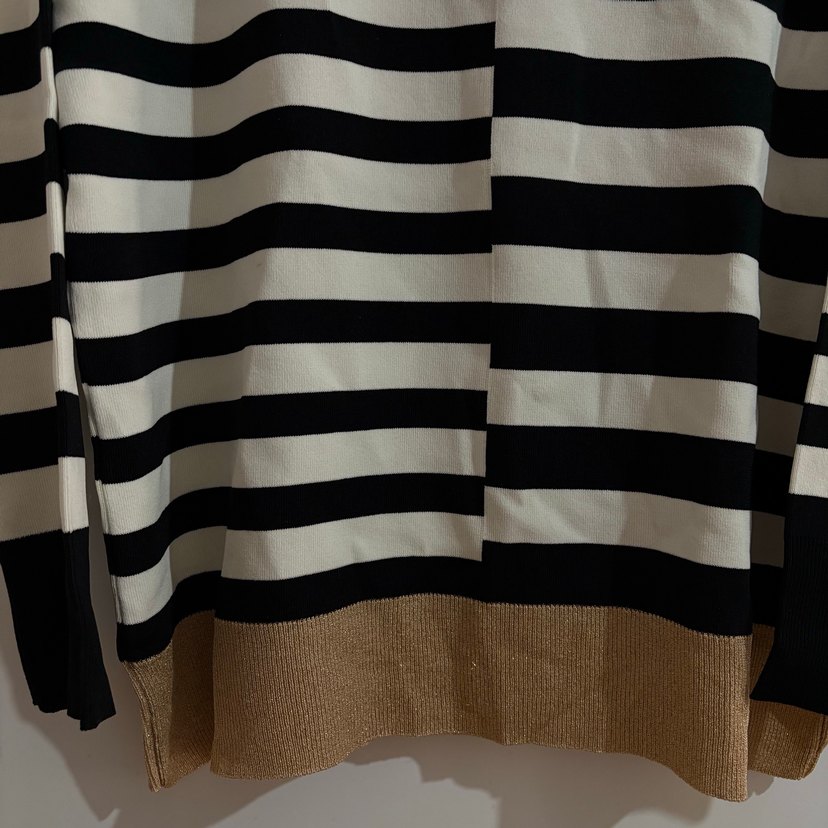 Kadın Çizgili Örgü Uzun Kollu Kazak - Görsel 2