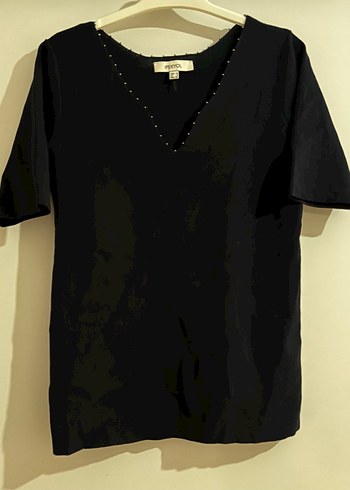 Siyah Süet V Yakalı Kadın Bluz - Görsel 4