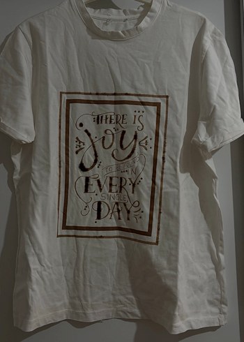 Beyaz Baskılı Kısa Kollu Kadın Tişört - Görsel 3