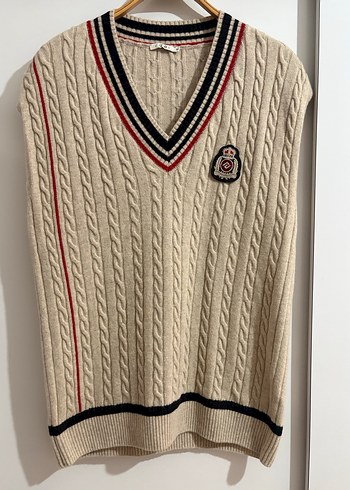 Nakışlı V Yaka Örgü Süveter - Görsel 3