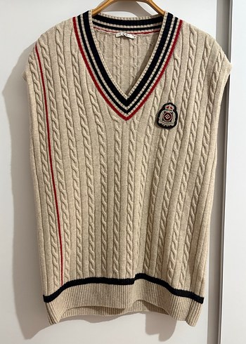 Nakışlı V Yaka Örgü Süveter - Görsel 4