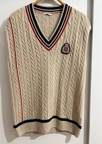 Nakışlı V Yaka Örgü Süveter - Görsel 2