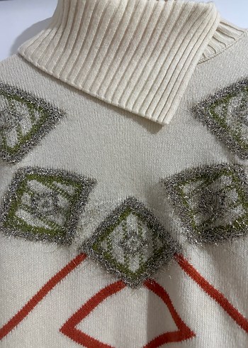 Roman Yün Bohem Boğazlı Krem Triko Kazak - Görsel 3