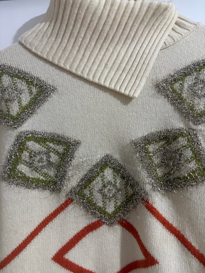 Roman Yün Bohem Boğazlı Krem Triko Kazak - Görsel 3