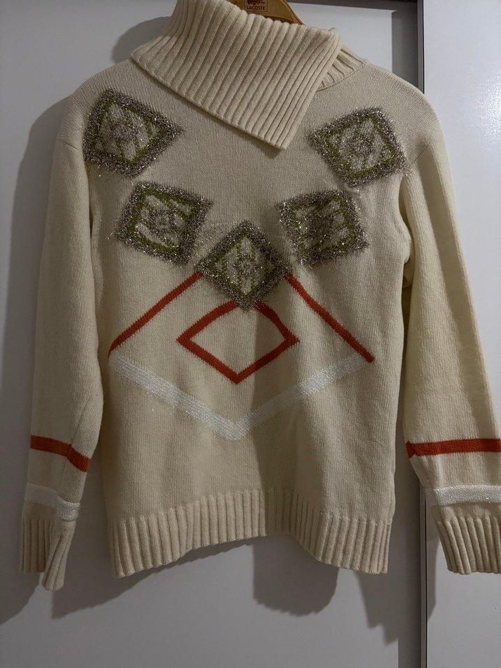 Roman Yün Bohem Boğazlı Krem Triko Kazak - Görsel 4