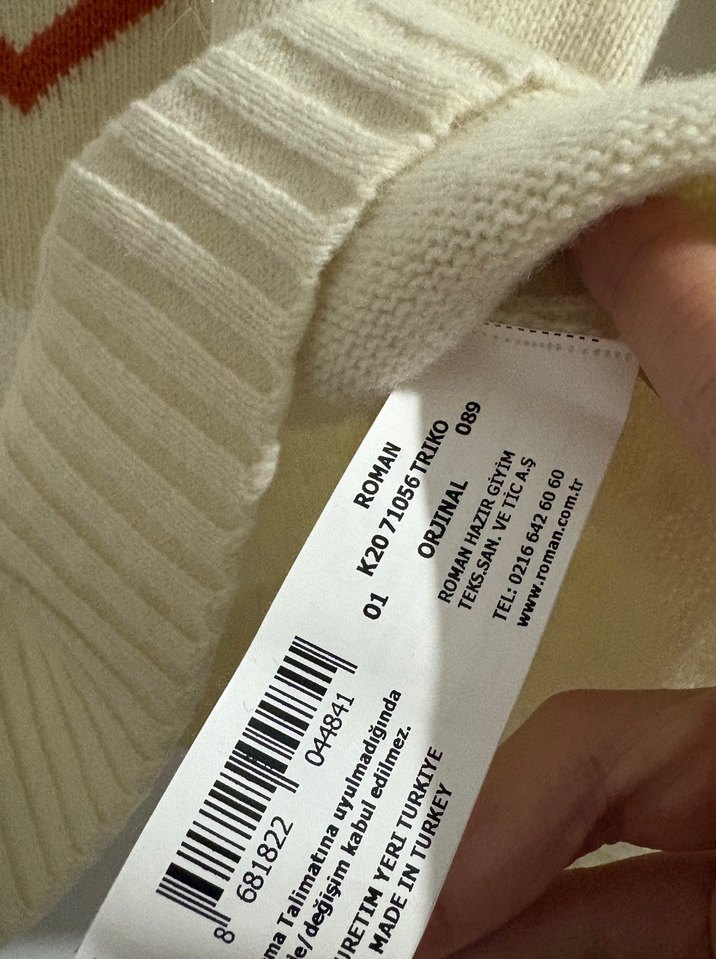 Roman Yün Bohem Boğazlı Krem Triko Kazak - Görsel 5