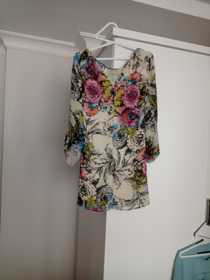 Çiçek Desenli Kısa Bohem elbise - Görsel 4