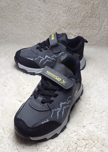 Gri Erkek Çocuk Spor Ayakkabı Velcro Bağcıklı