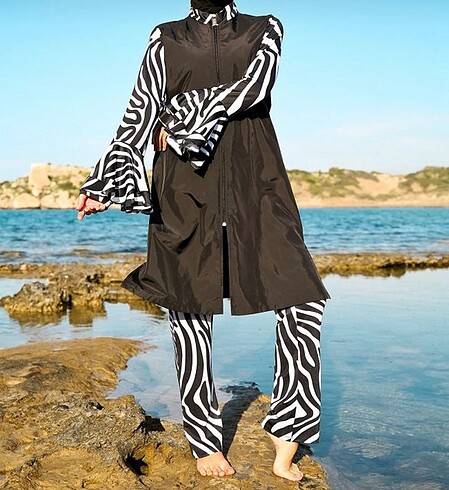 Marina Rinaldi Marina tesettür mayo haşema zebra desen
