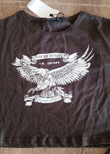 Baskılı Kahverengi crop bershka - Görsel 2