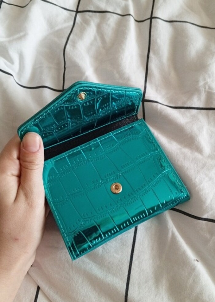 Yansımalı turkuaz renk cüzdan - Görsel 3