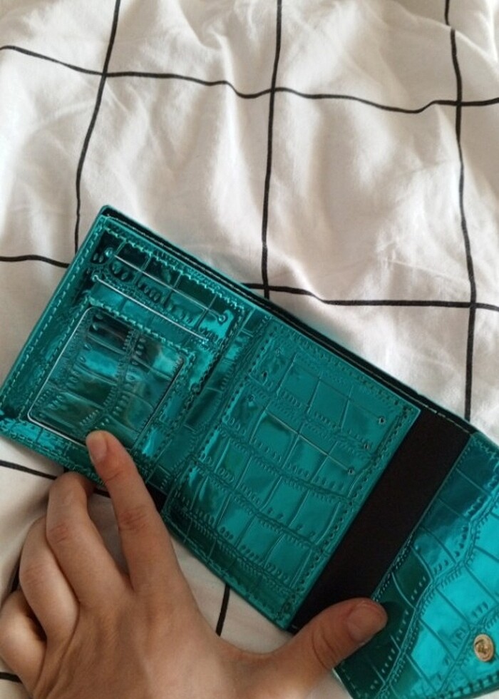 Yansımalı turkuaz renk cüzdan - Görsel 4