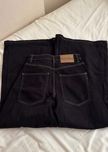 32 Beden Bershka siyah geniş paça pantolon