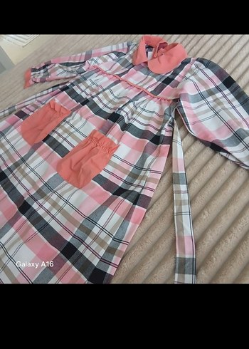 Pembe Kareli Bohem Kız Elbise - Görsel 2