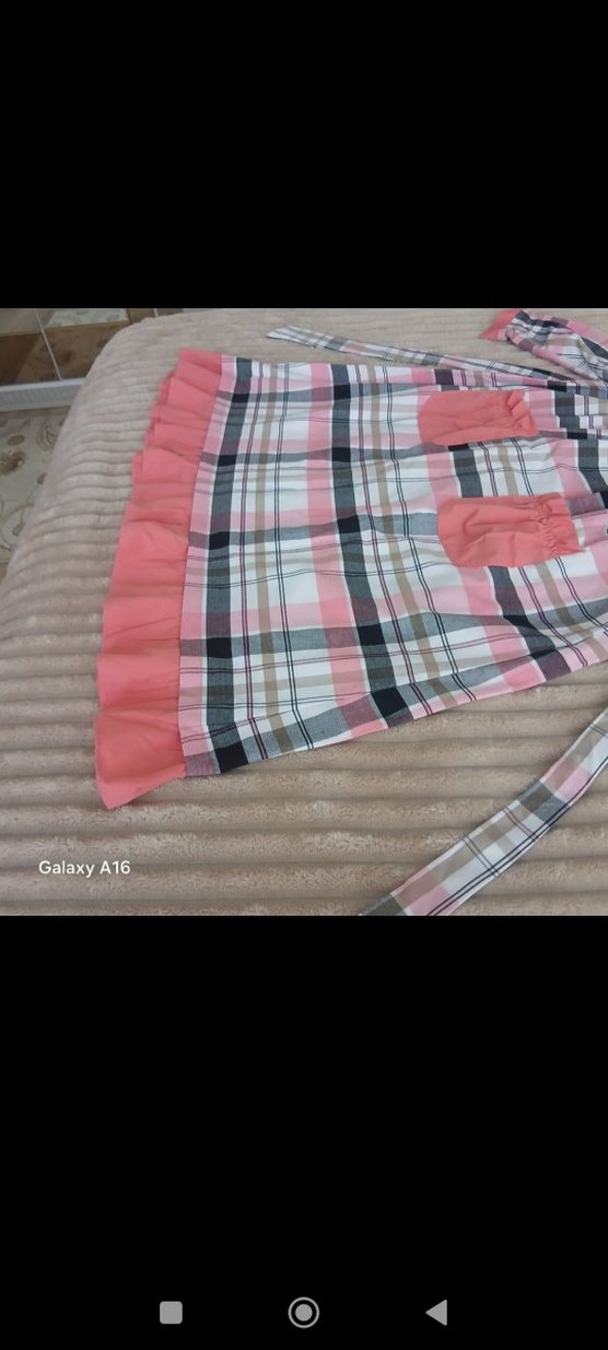 Pembe Kareli Bohem Kız Elbise - Görsel 4