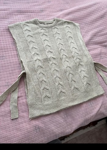 Gri Örgü Bohem Kadın Süveter - Görsel 2