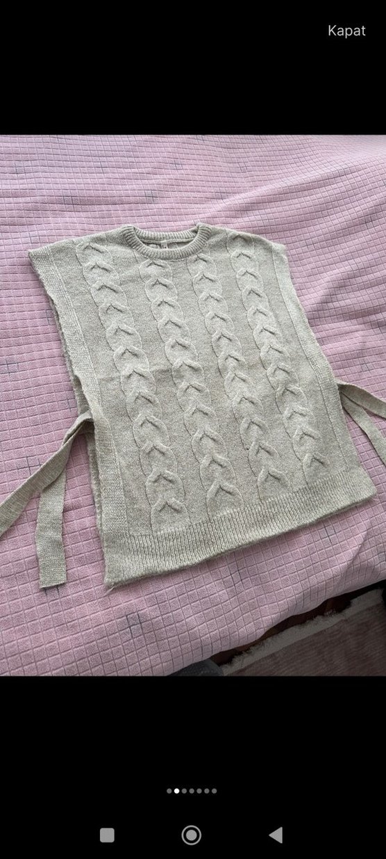 Gri Örgü Bohem Kadın Süveter - Görsel 2