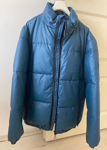 Mavi Fermuarlı erkek Kışlık Mont - Görsel 3