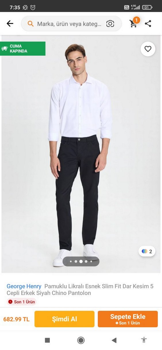 Erkek Siyah Skinny Fit Spor Pantolon - Görsel 2