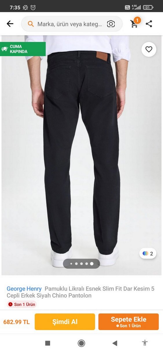 Erkek Siyah Skinny Fit Spor Pantolon - Görsel 3