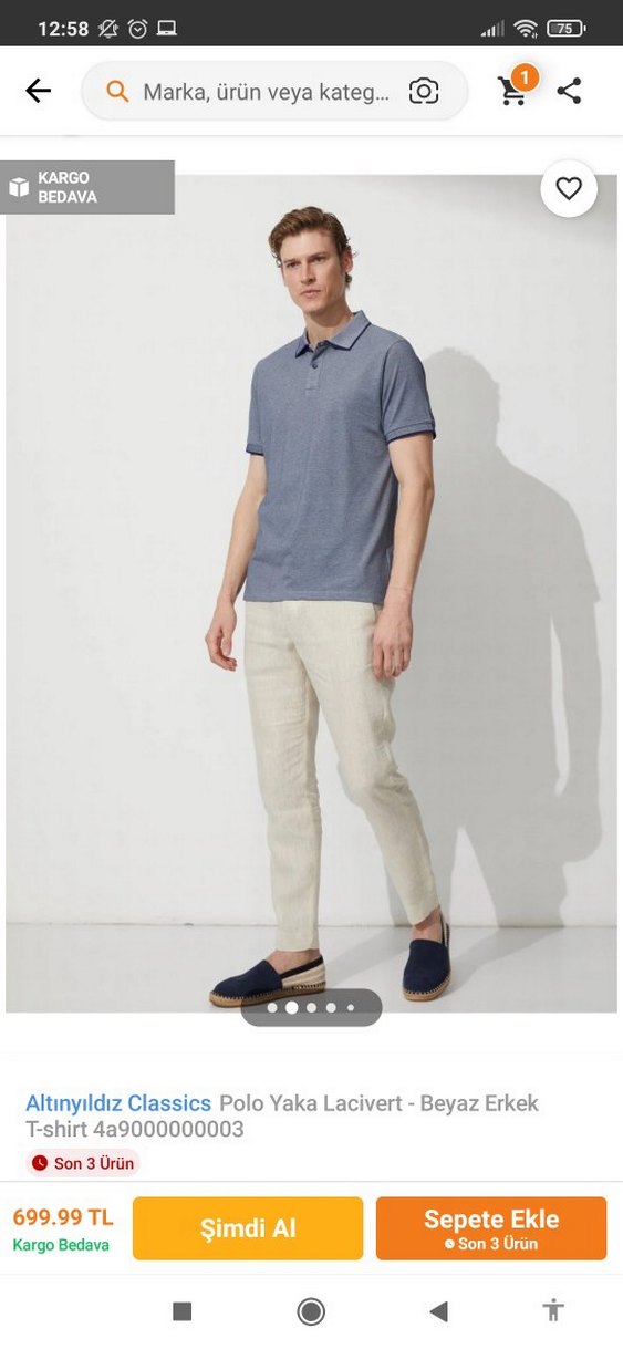 Altınyıldız Classics Gri Polo Yaka Kısa Kollu Tişört - Görsel 2