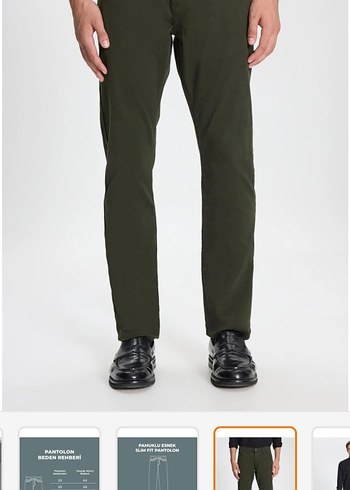 Erkek Skinny Fit Koyu Haki Pantolon - Görsel 3
