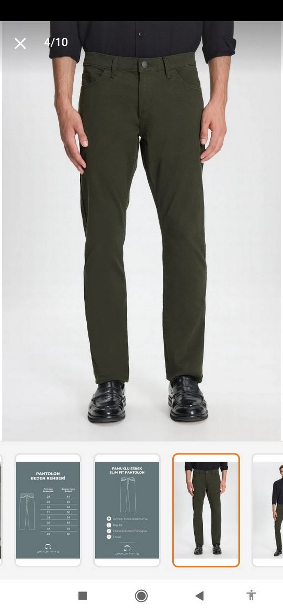 Erkek Skinny Fit Koyu Haki Pantolon - Görsel 3