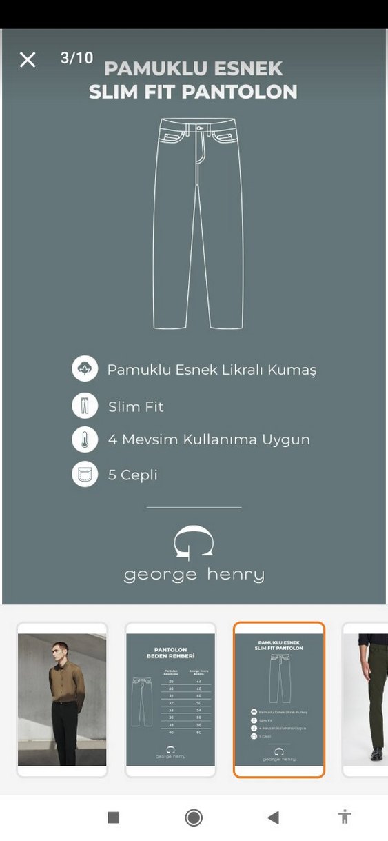 Erkek Skinny Fit Koyu Haki Pantolon - Görsel 5