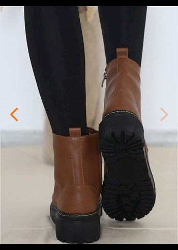 Kahverengi Deri Platform Topuklu Kadın Bot - Görsel 4