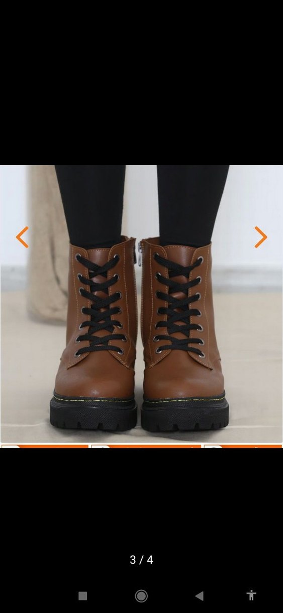 Kahverengi Deri Platform Topuklu Kadın Bot - Görsel 3