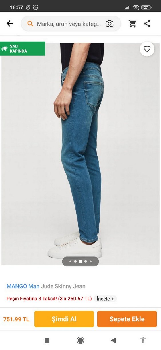 Mango Mavi Denim Normal Kesim Jean - Görsel 5