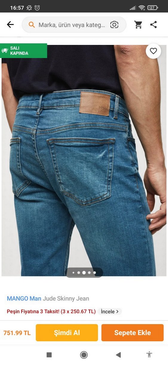 Mango Mavi Denim Normal Kesim Jean - Görsel 3