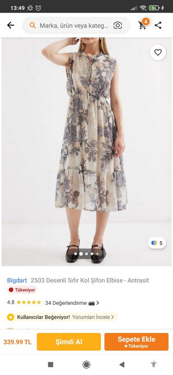 Şifon Bayan Elbise - Görsel 5