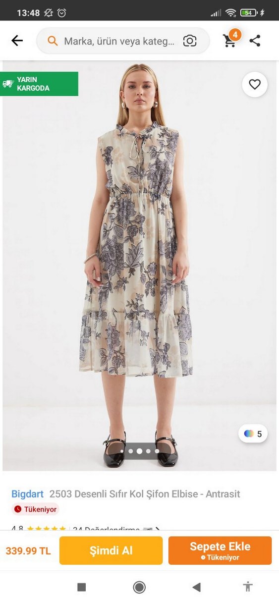 Şifon Bayan Elbise - Görsel 3