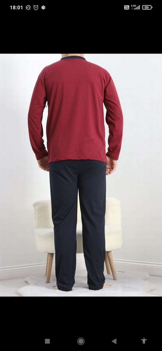 Bordo Siyah Erkek Pijama Takımı - Görsel 4