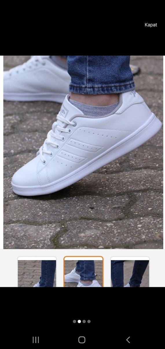 Beyaz Bağcıklı Kadın Spor Ayakkabı - Görsel 2