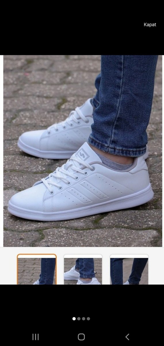 Beyaz Bağcıklı Kadın Spor Ayakkabı - Görsel 3