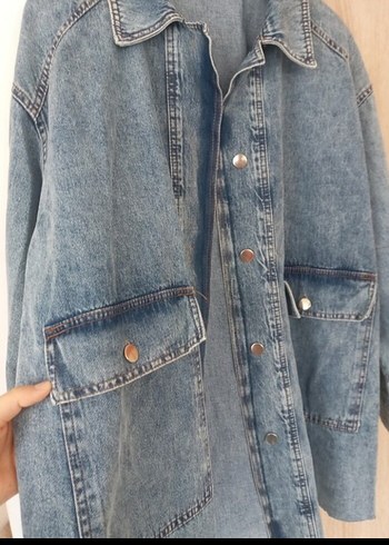 Düğmeli Mavi Kadın Denim Ceket