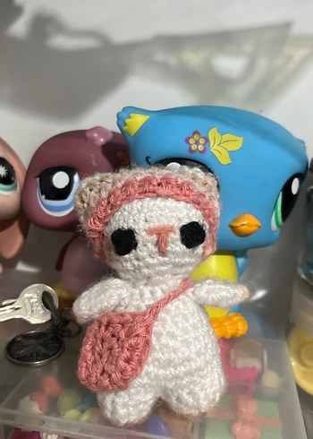 Pembe El Örgüsü Peluş Oyuncak Kedi - Görsel 2