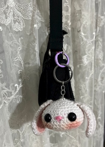 Beyaz Örgü Tavşan Anahtarlık - Görsel 2