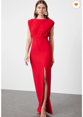 Kırmızı Drapeli Uzun Kadın Elbise - Görsel 2