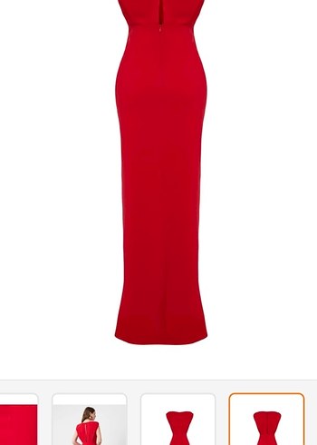 Kırmızı Drapeli Uzun Kadın Elbise - Görsel 3
