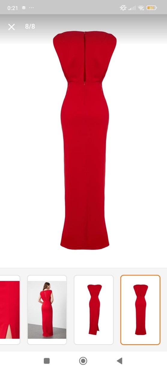 Kırmızı Drapeli Uzun Kadın Elbise - Görsel 3