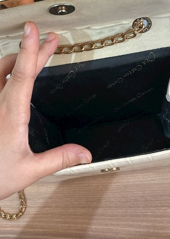 Bej Deri Zincir Detaylı Kadın Çanta - Görsel 3