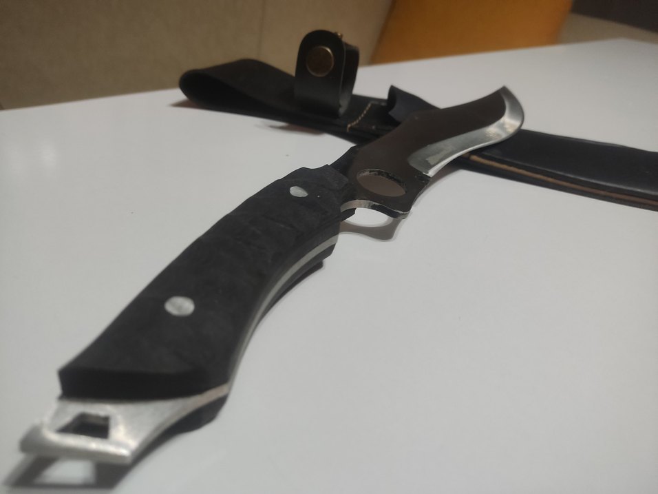 Kavisli Siyah Bıçak ve Kılıfı - Görsel 3